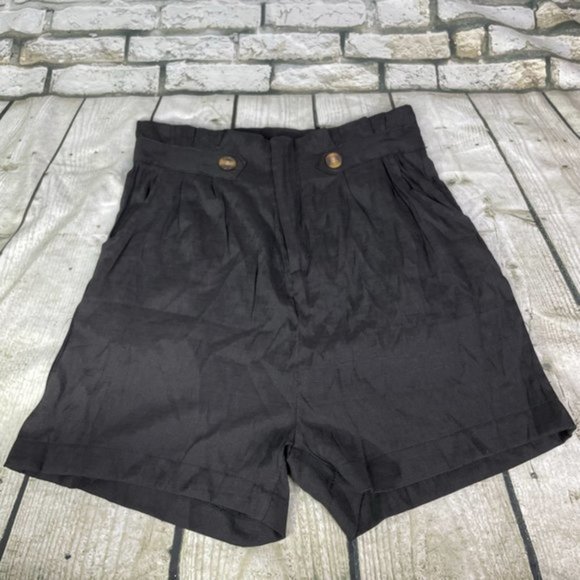 VRKUFIE Black Button High-Waist Paper Bag Short XL - Picture 5 of 11